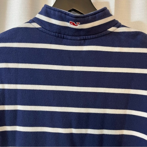 Vineyard Vines Navy and White Striped 1/4 Zip-Up Pullover - Size Small - Picture 5 of 7
